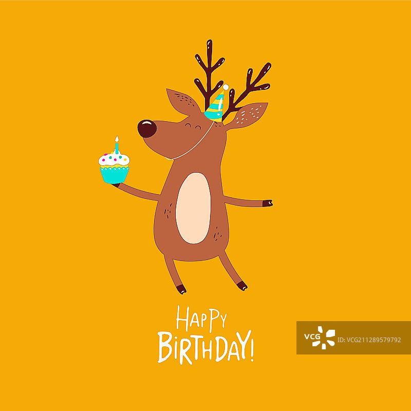 趣味小鹿祝您生日快乐图片素材