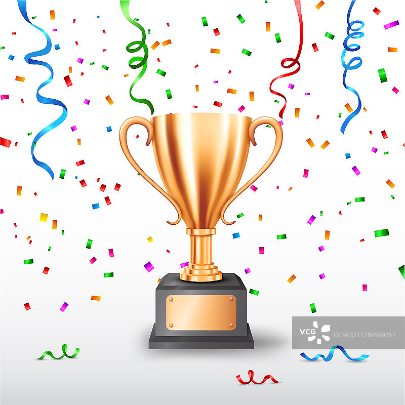 带文本空间的逼真青铜奖杯图片素材