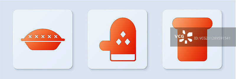 烤箱手套自制馅饼和烤面包片套装图片素材