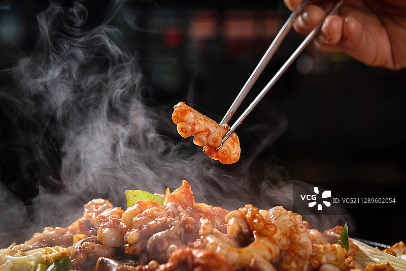 香辣炒小章鱼图片素材