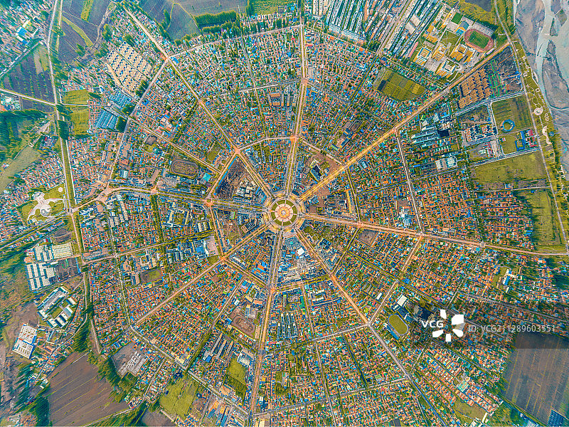 伊犁特克斯八卦城航拍高清全景图图片素材