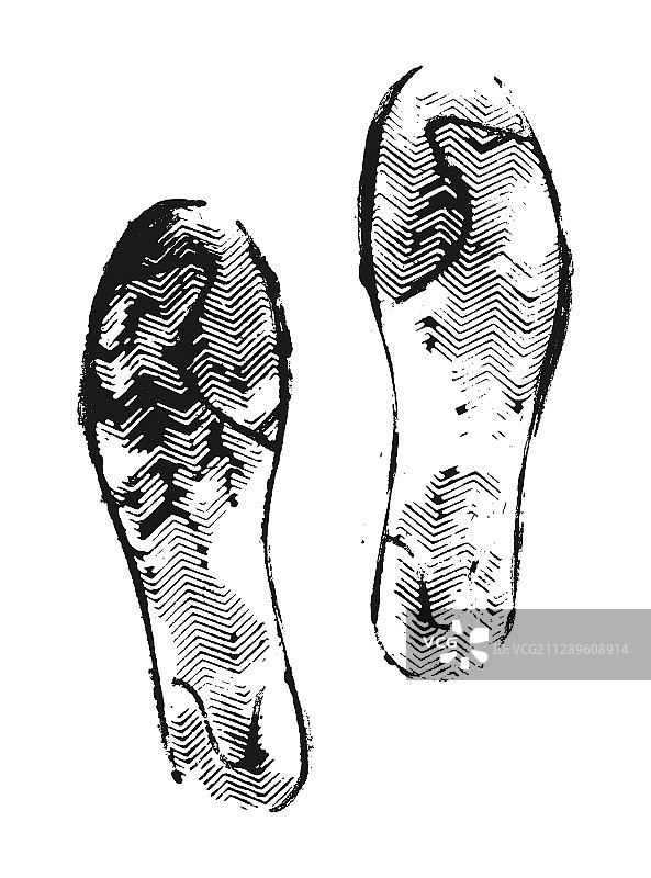 白色背景上的靴子印记图片素材