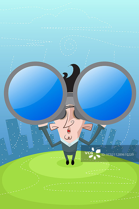 商务人士使用双筒望远镜插画图片素材