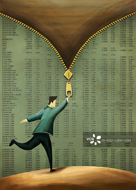 带有股票市场信息的商务男士插画图片素材