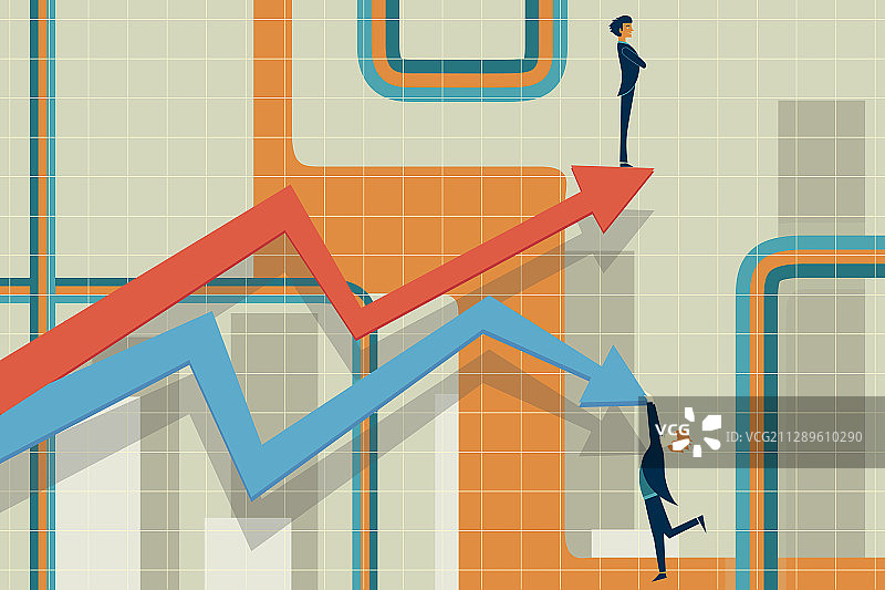 商人和箭头插画图片素材