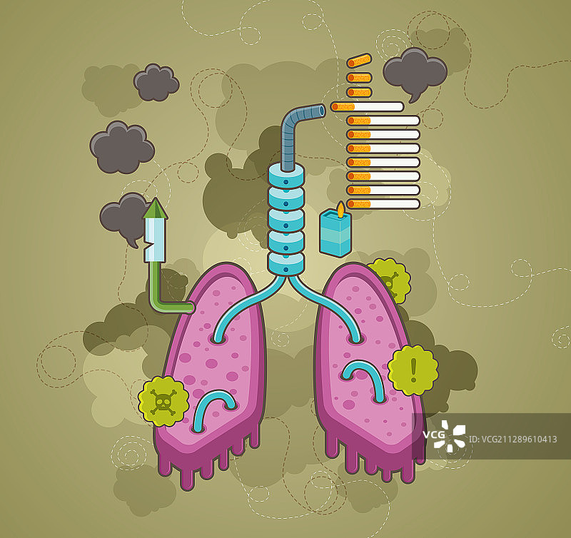 吸烟对健康的影响插画图片素材
