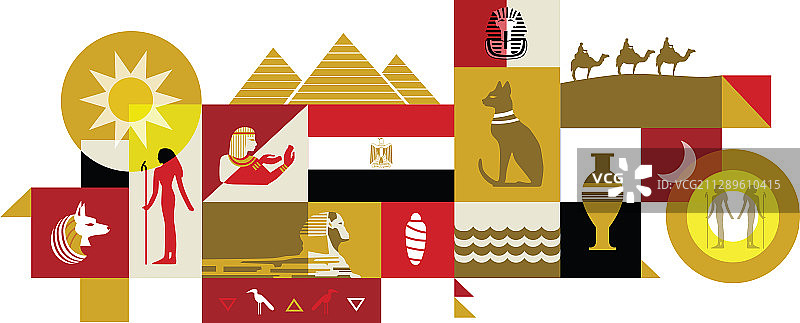 埃及插画，白色背景图片素材