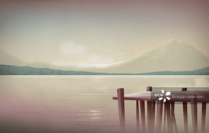 田园山谷风光插画图片素材