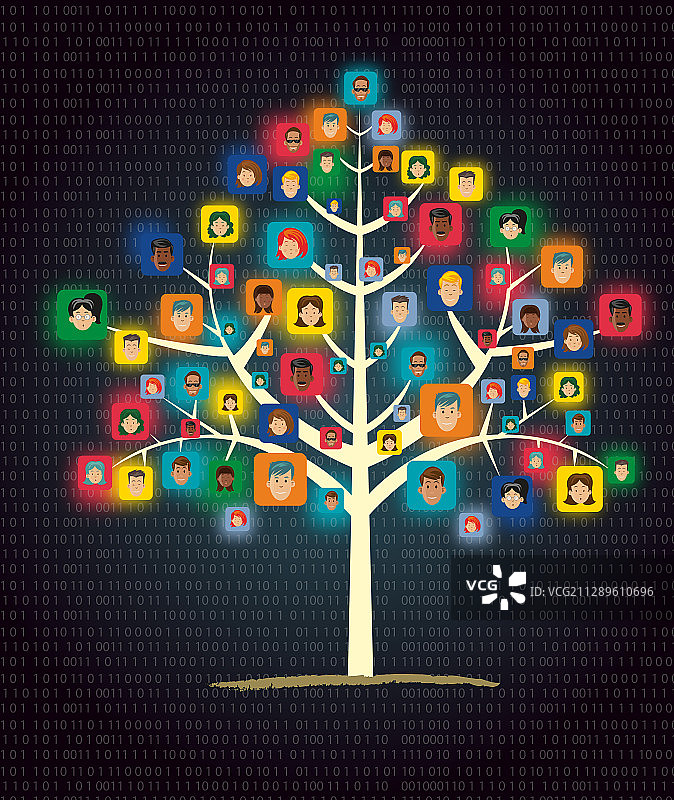 显示人际关系的网络树插画图片素材