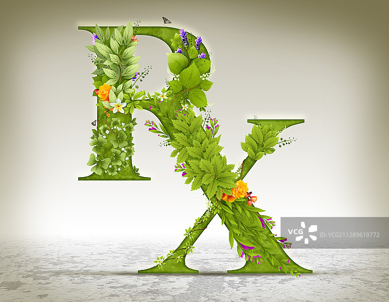 草药RX标志插画图片素材