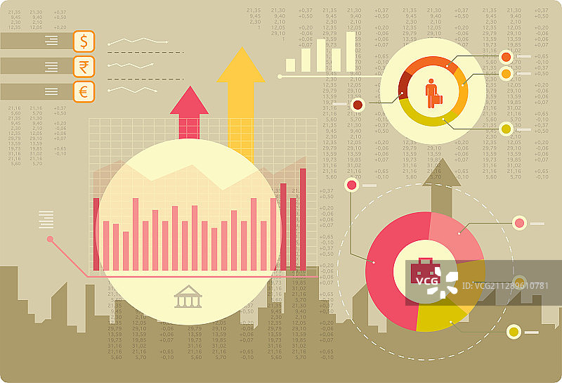 信息图表风格的股票市场插画图片素材
