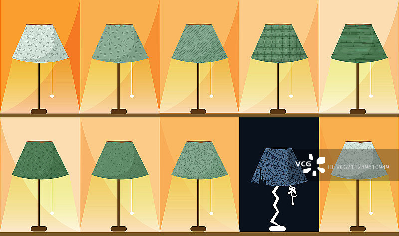 过度使用造成的灯罩损坏插画图片素材