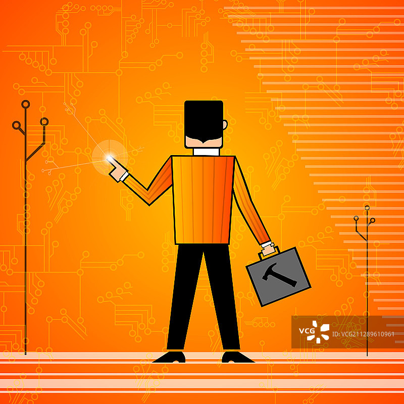 男技术员修理主板插画图片素材