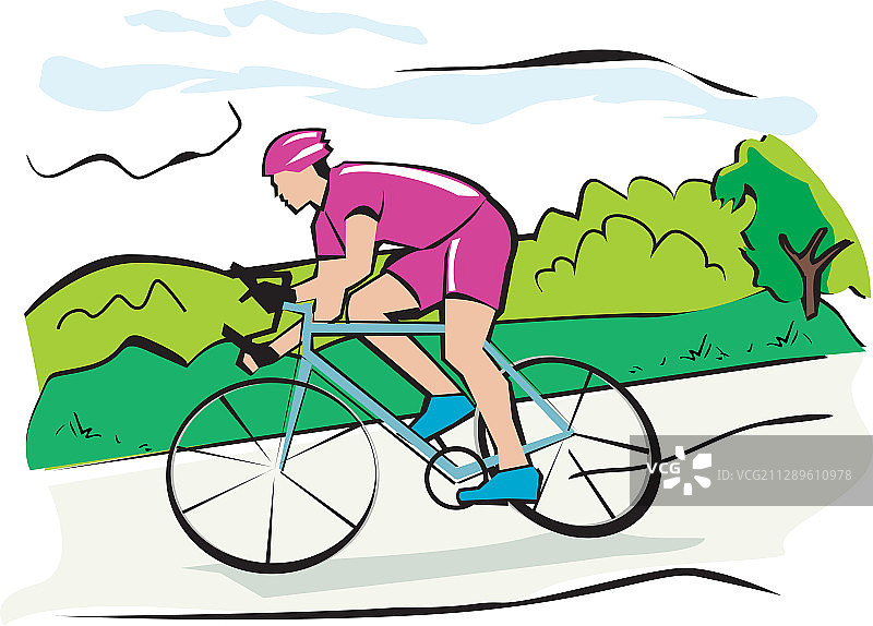 男人骑自行车，插图图片素材