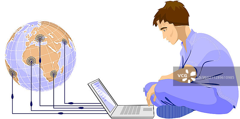 男人使用互联网，插图图片素材