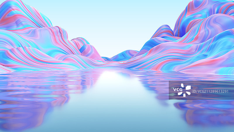 多彩渐变的奇异山脉地形图片素材