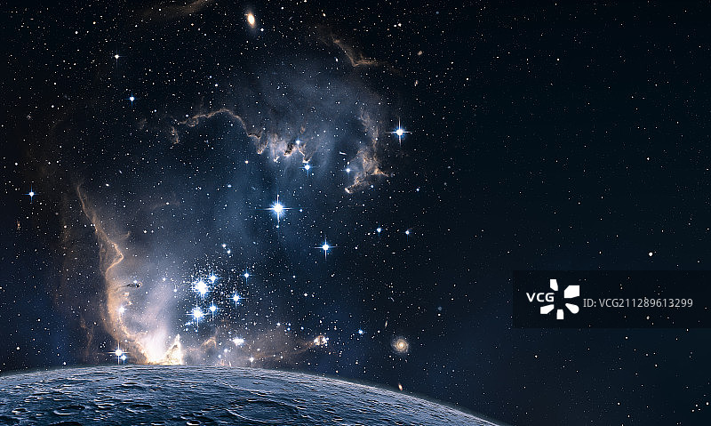 璀璨星空下的月球地貌图片素材