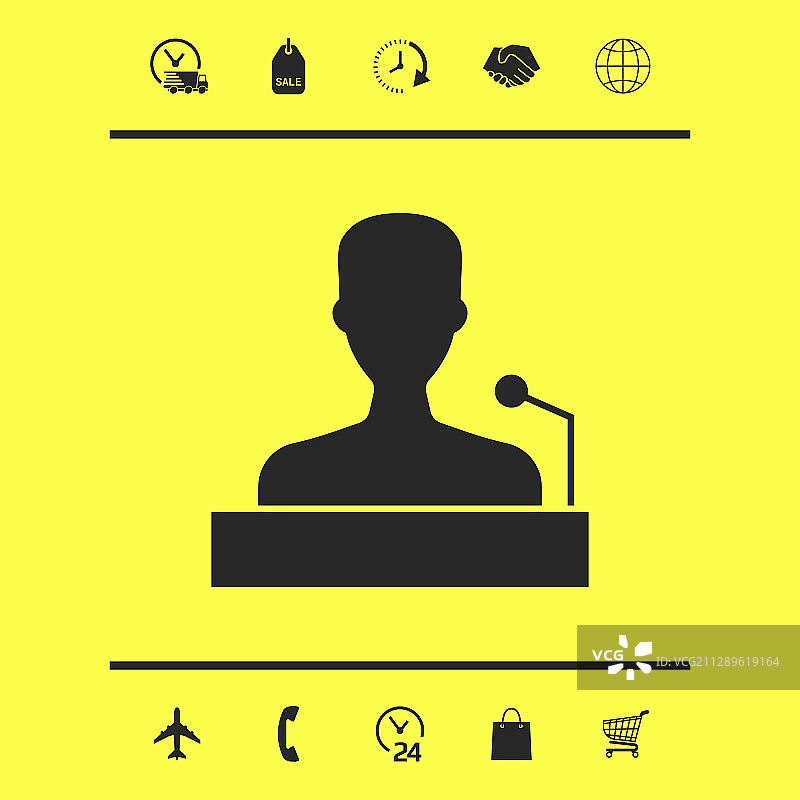 在论坛图标图形上发言的演讲者图片素材