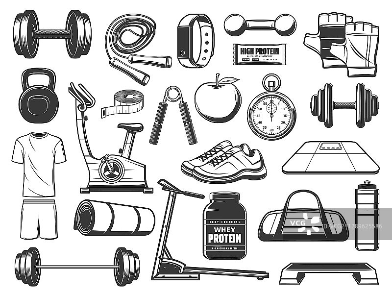 健身运动和健身房工具图片素材
