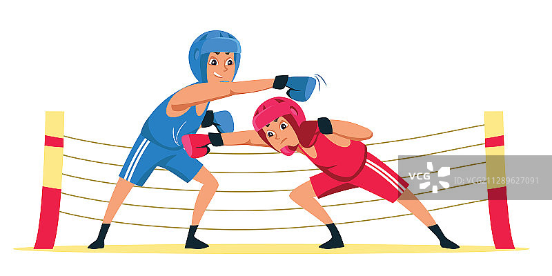 扁平风格业余拳击比赛图片素材
