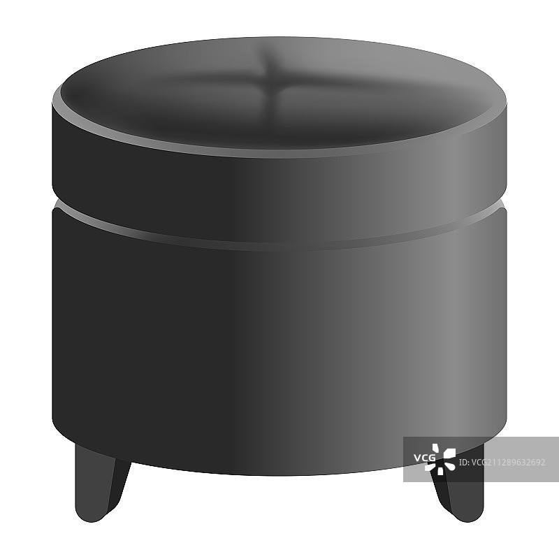 灰色圆形带腿储物软凳图片素材