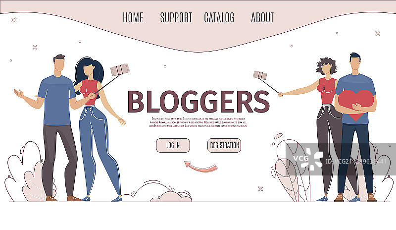 扁平风格的在线博客服务网页图片素材