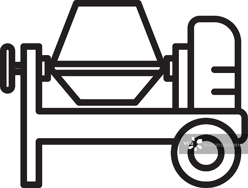 混凝土搅拌机图标模板（黑色可编辑）图片素材
