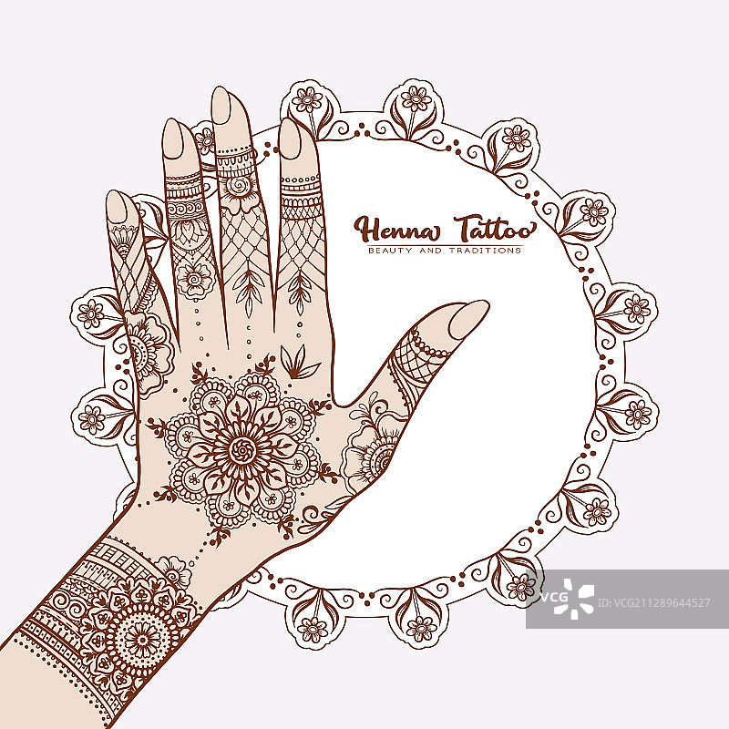 手绘印度传统海娜纹身图片素材
