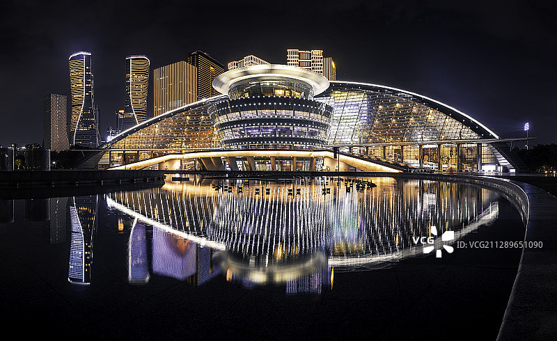 杭州钱江新城夜景灯光图片素材