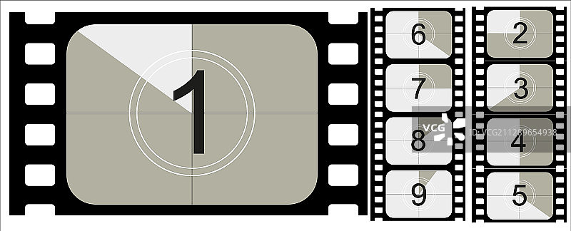 电影倒计时复古无声电影和空白图片素材