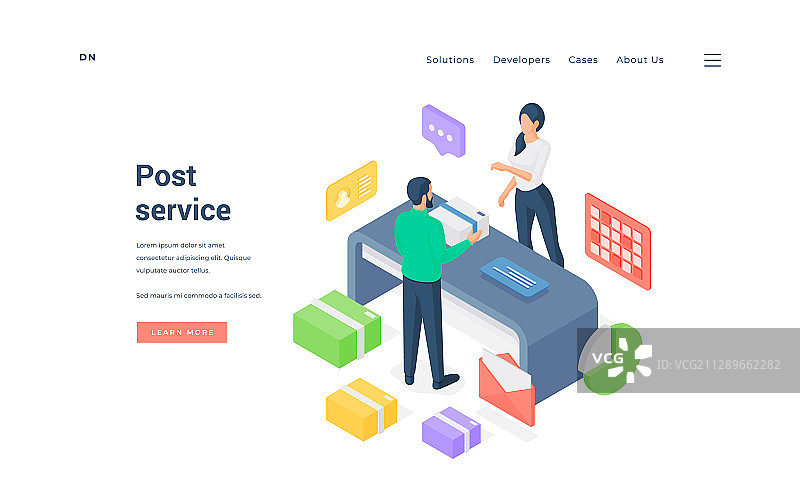 男女在邮局2.5D图片素材