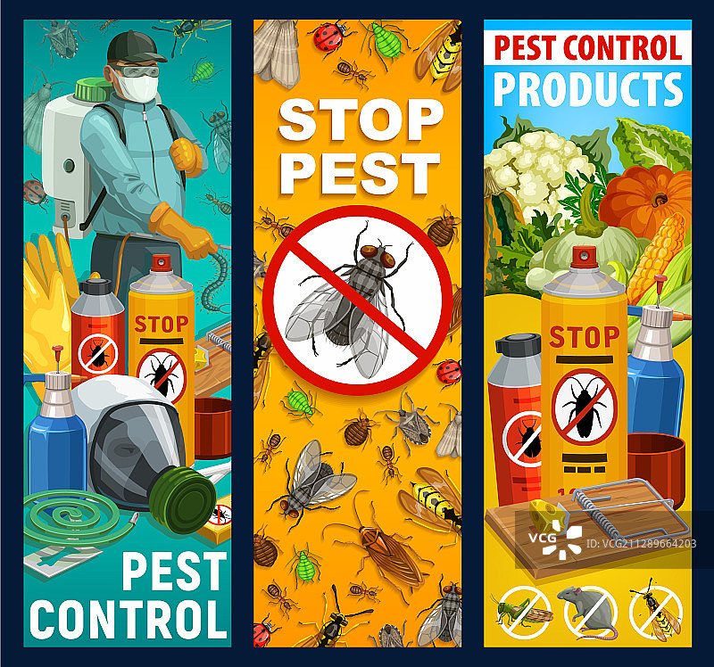 害虫防治昆虫和灭虫人员banner图片素材