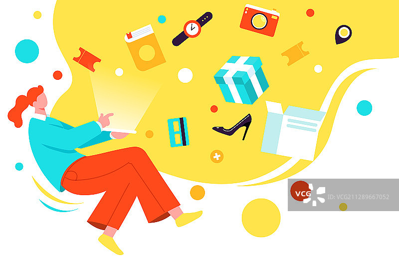 卡通购物电商活动双十一双十二礼物促销矢量插画图片素材