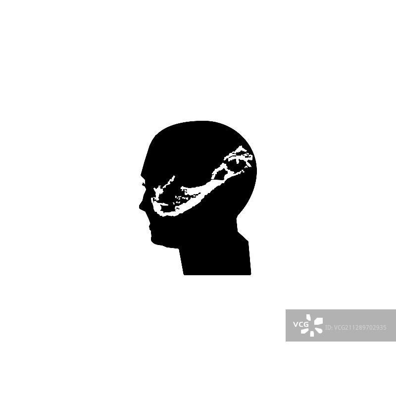 男人侧面像和百慕大地图标志EPS10图片素材