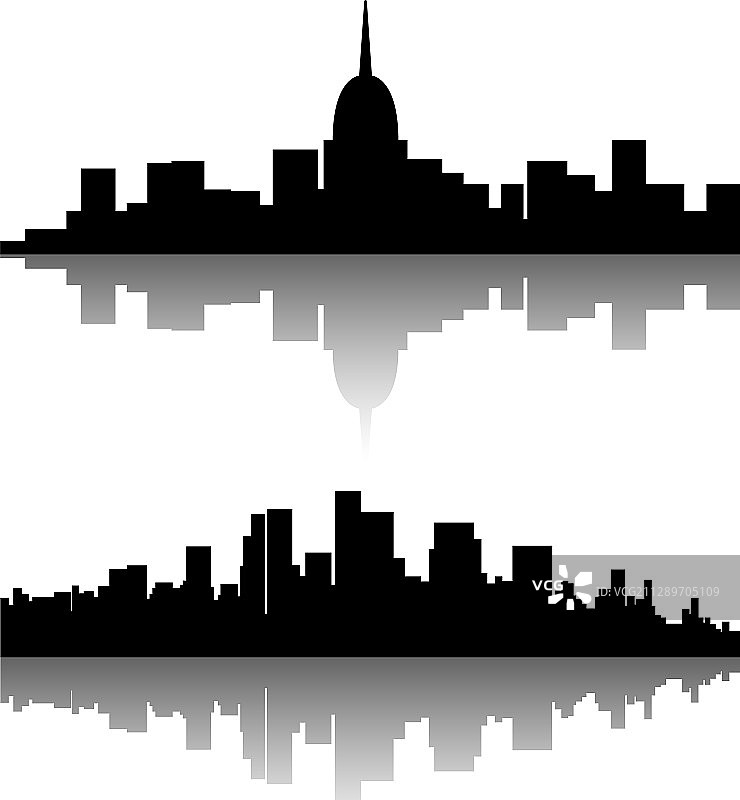 黑色城市剪影合集图片素材