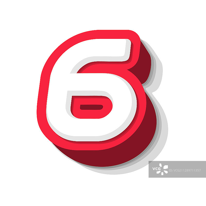 3D粗体趣味数字6，现代字体图片素材