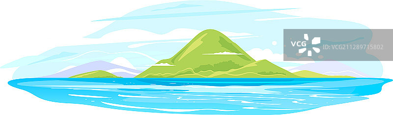 海中绿色岛屿群图片素材