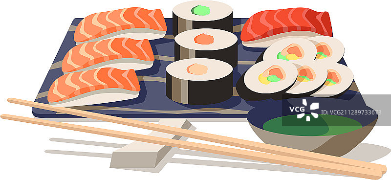 木制筷子寿司拼盘亚洲美食图片素材