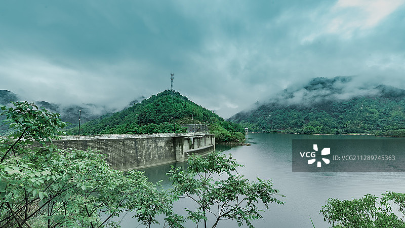 池州市青阳将军湖水坝图片素材