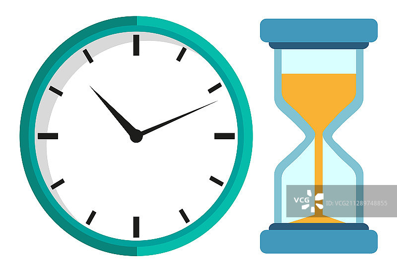 机械时钟和沙漏图片素材