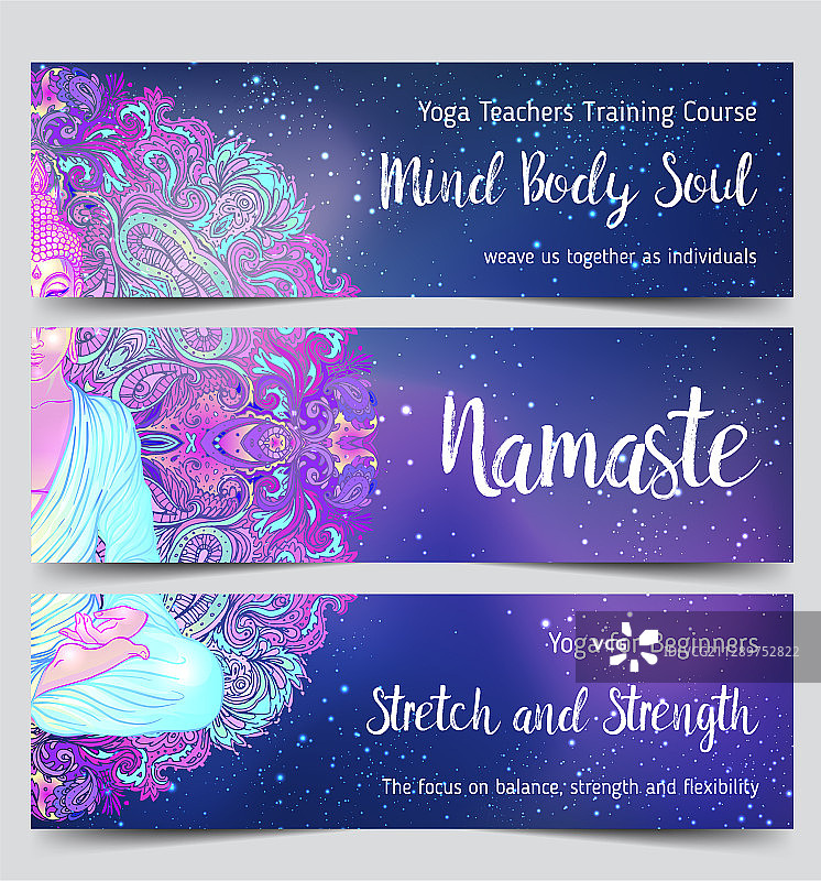 瑜伽卡片设计彩色模板图片素材