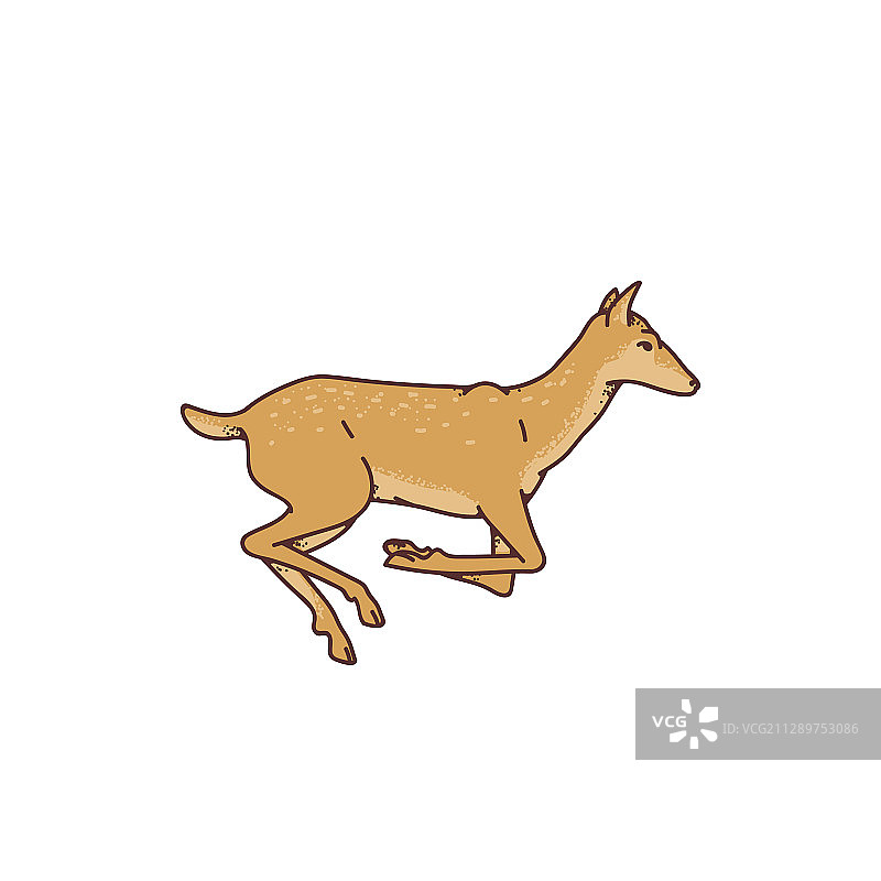 野生母鹿跳跃轮廓素描图片素材