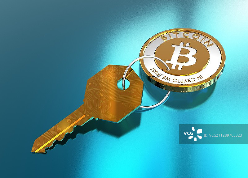 比特币和钥匙插图图片素材