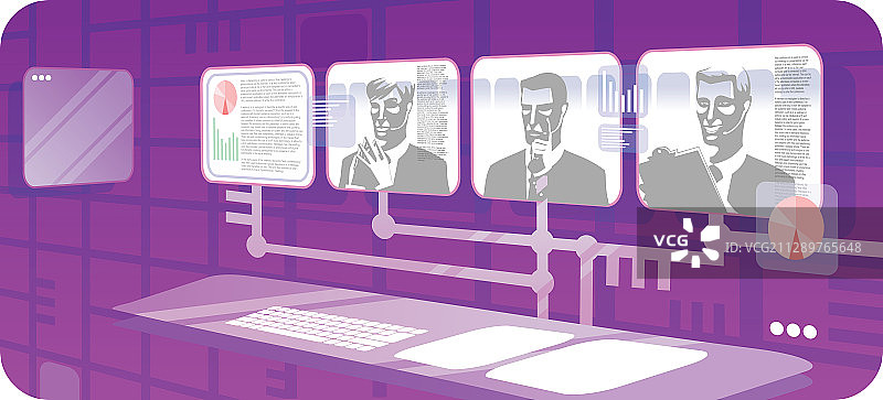 参加视频会议的商务主管，插图图片素材