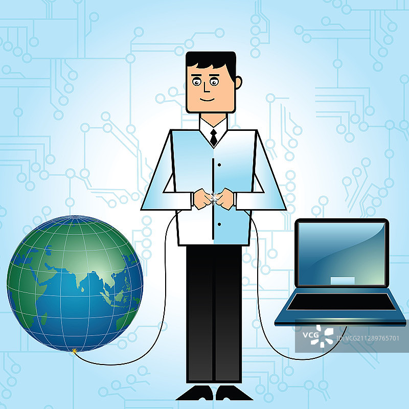 商人通过网络连接世界插画图片素材