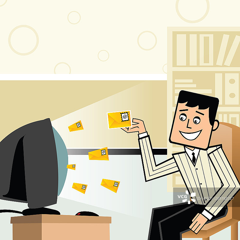 商人收到电子邮件，插图图片素材