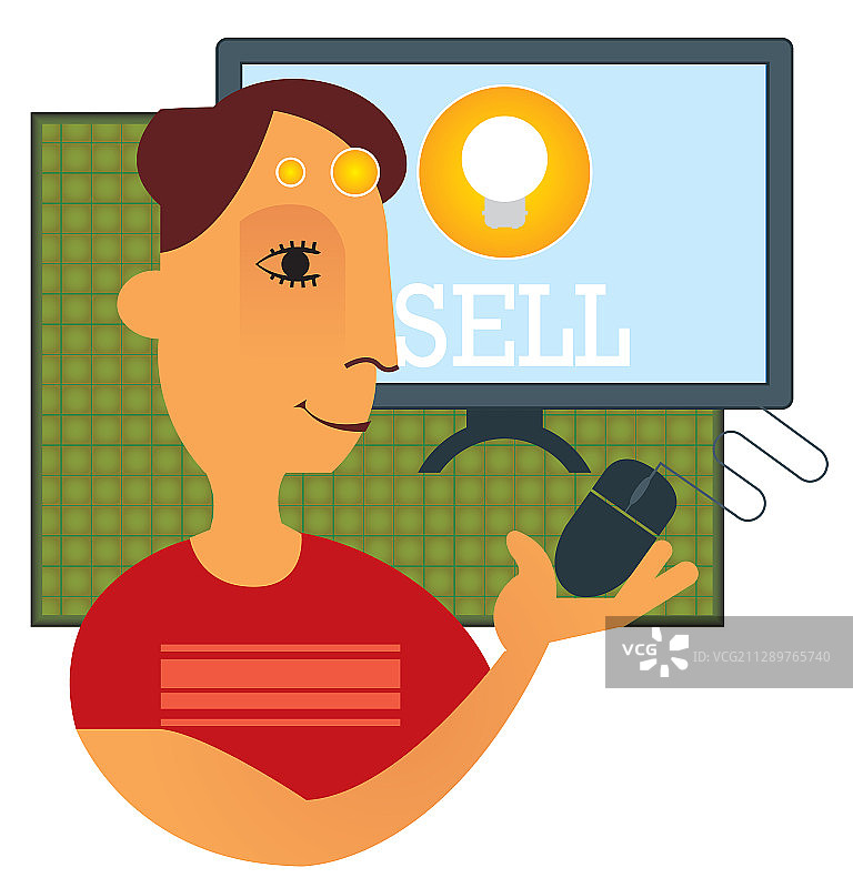 在线交易的商人，插图图片素材