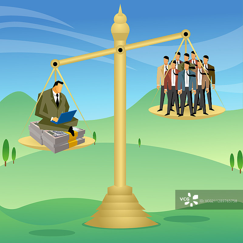 天平两端的商人插图图片素材