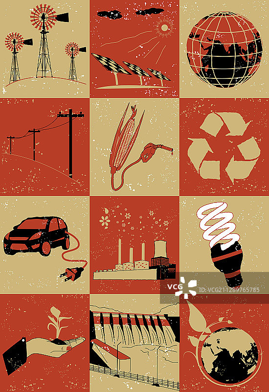 与环境相关的物体拼贴插画图片素材
