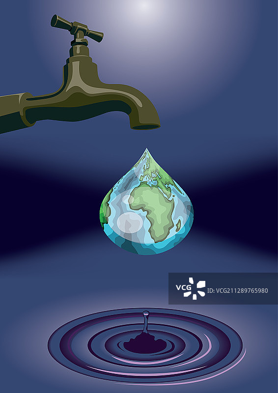 滴水龙头插画图片素材